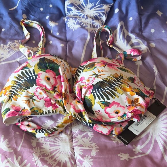 NWT Catherine Malandrino Floral Underwire Bikini Top Adjustable Strap XL